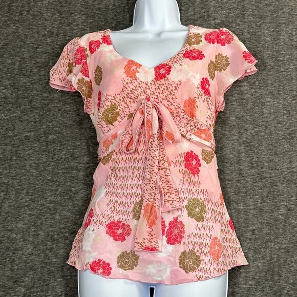 Vintage Y2K Motherhood Maternity Babydoll Top size Small Pink Floral - Picture 1 of 7